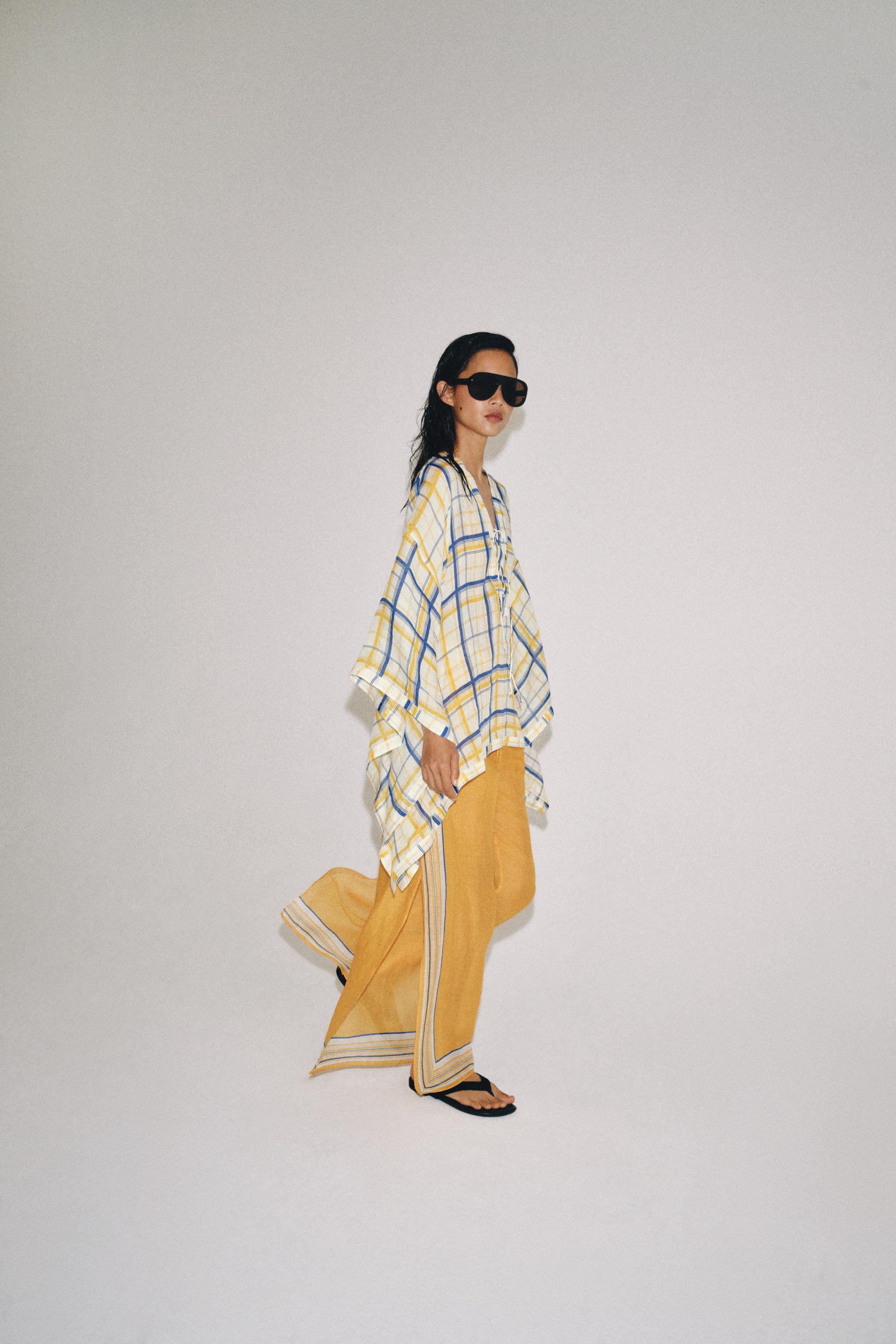 100% RAMIE PLAID TUNIC ZW COLLECTION
